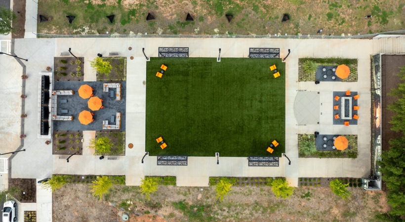Aerial view of the courtyard 
