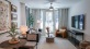 a living room with a large window